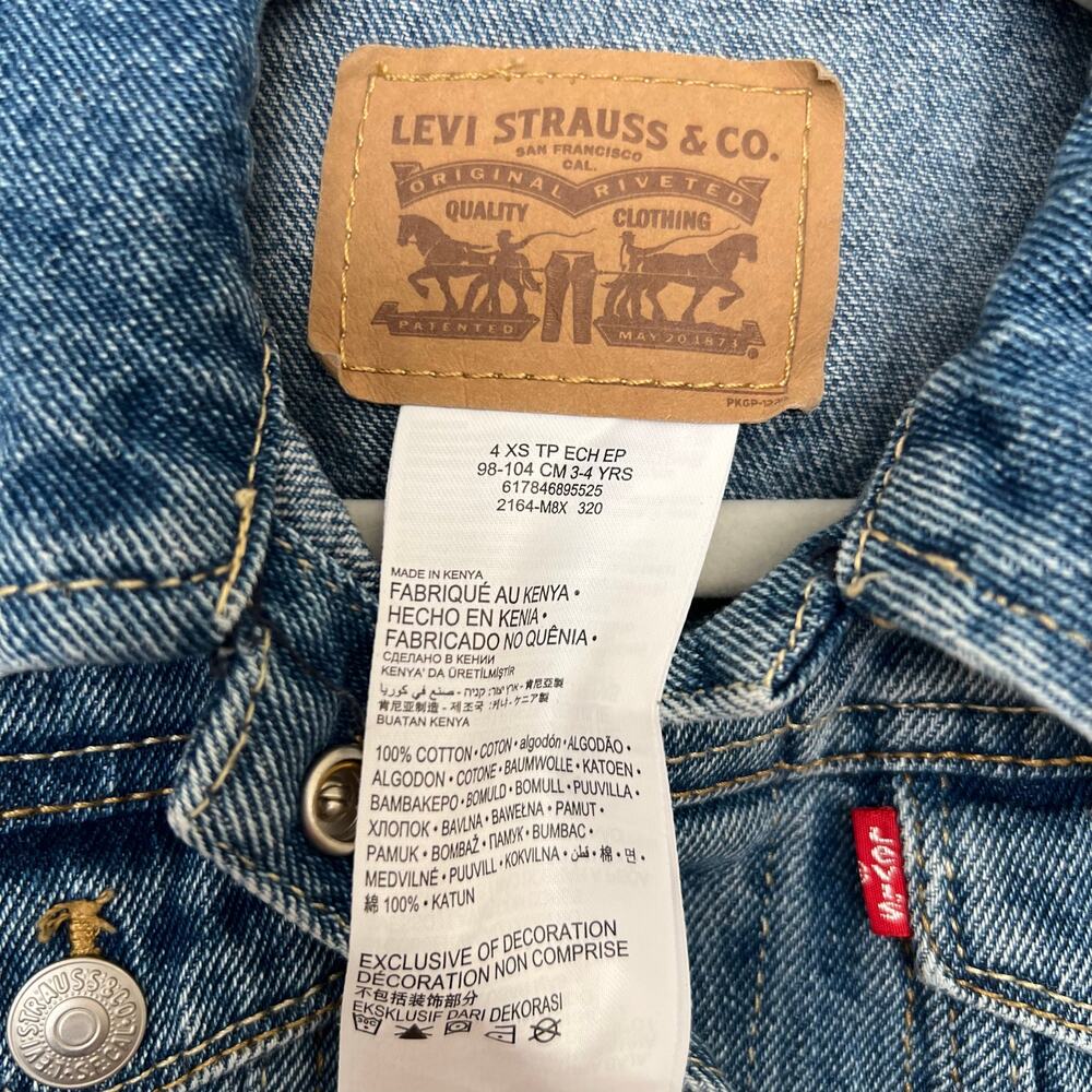Levi’s Kids Denim Trucker Jacket Blue Cotton Classic Western Jean Jacket - Picture 3 of 10
